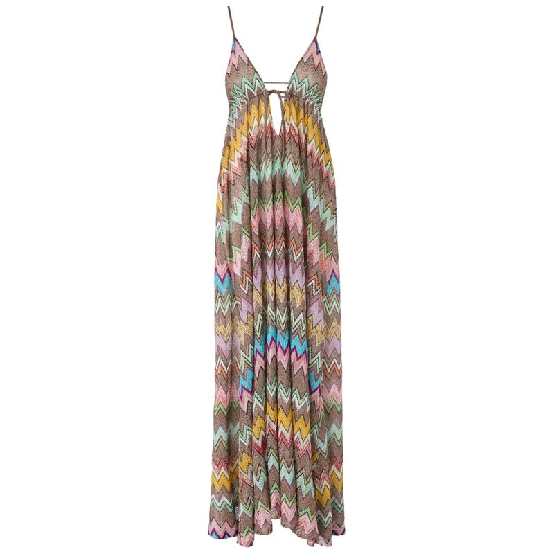 Missoni Women Zig-Zag Motif V-Neck And Open Back Long Dress